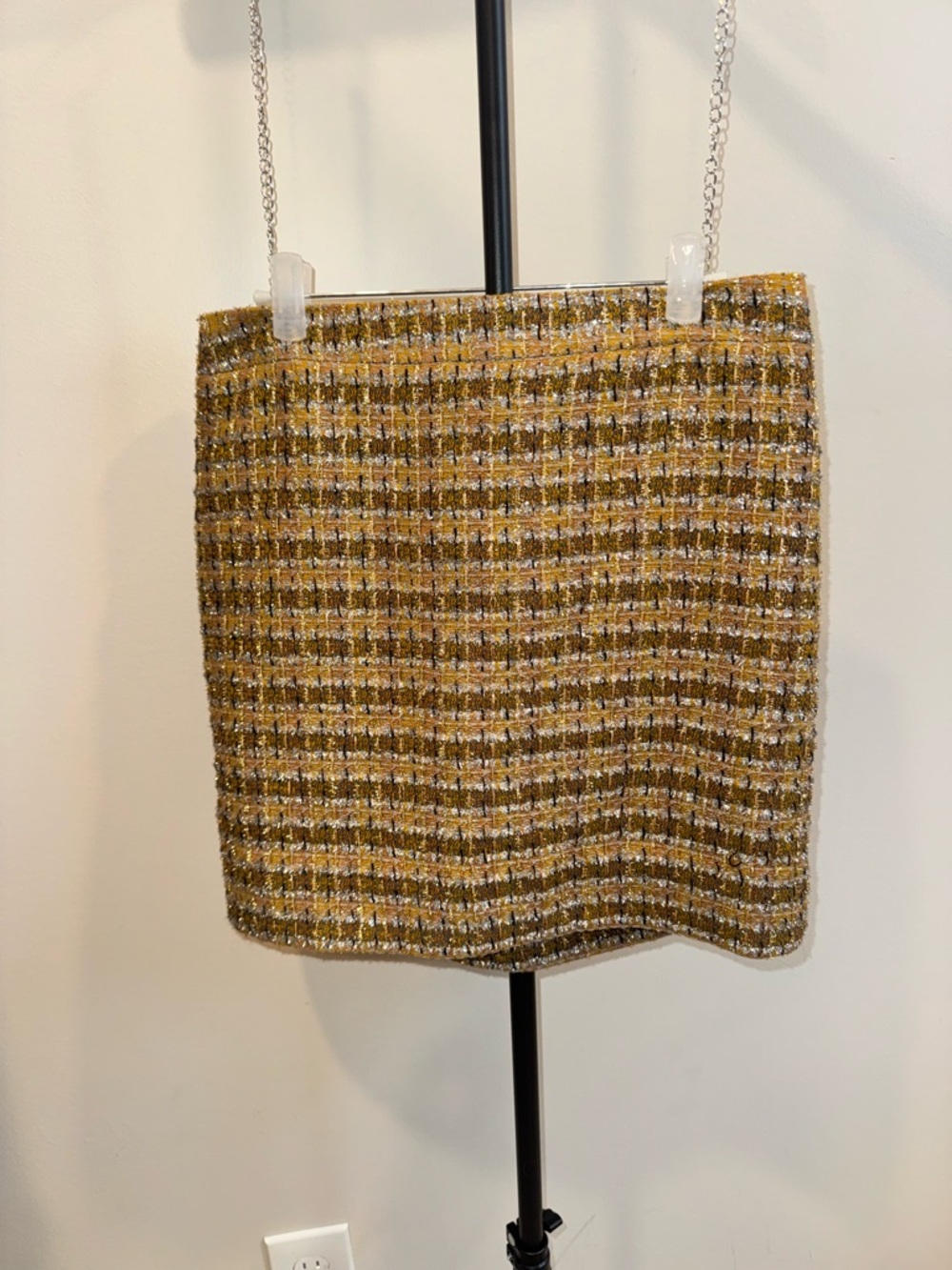 J.Crew Gold Metallic Tweed Mini Skirt ✨ Holiday Party Chic Y2K Glam Size 2